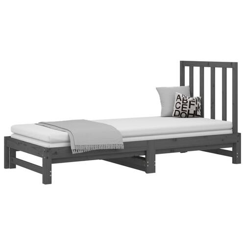 Daybed med udtræk 2x(90x200) cm massivt fyrretræ grå