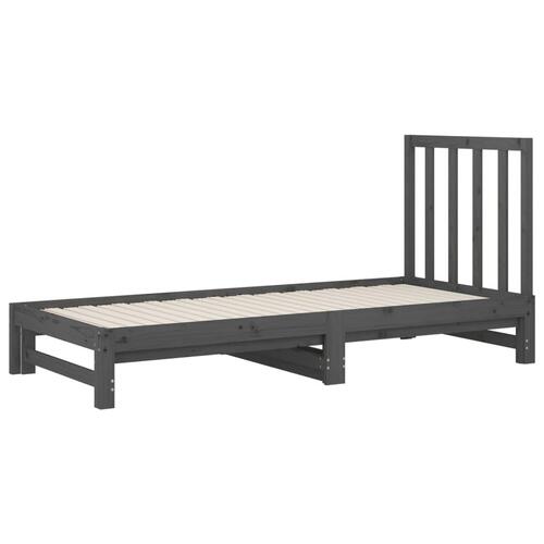 Daybed med udtræk 2x(90x200) cm massivt fyrretræ grå