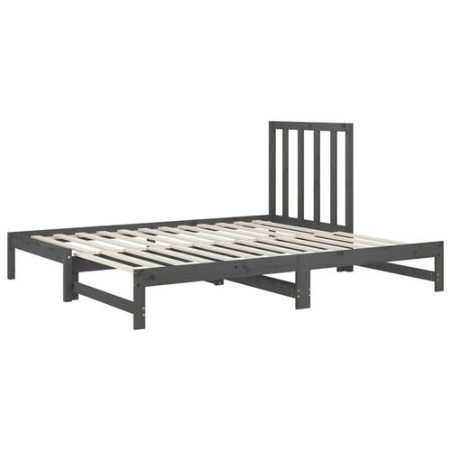 Daybed med udtræk 2x(90x200) cm massivt fyrretræ grå