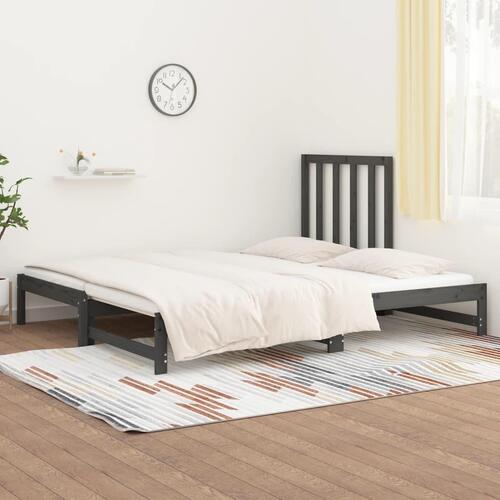 Daybed med udtræk 2x(90x200) cm massivt fyrretræ grå