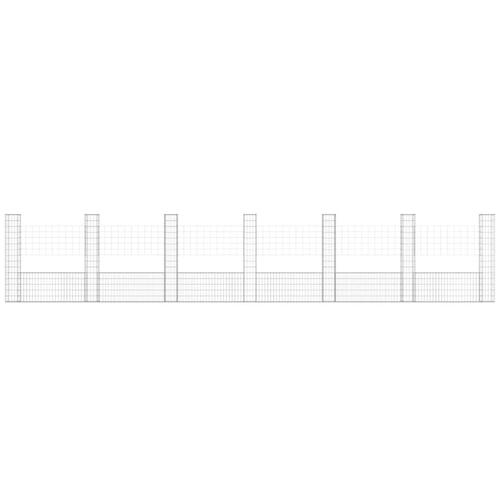 Gabionkurv med 7 stolper 740x20x150 cm U-facon jern