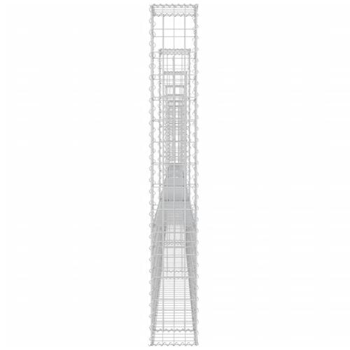 Gabionkurv med 7 stolper 740x20x150 cm U-facon jern