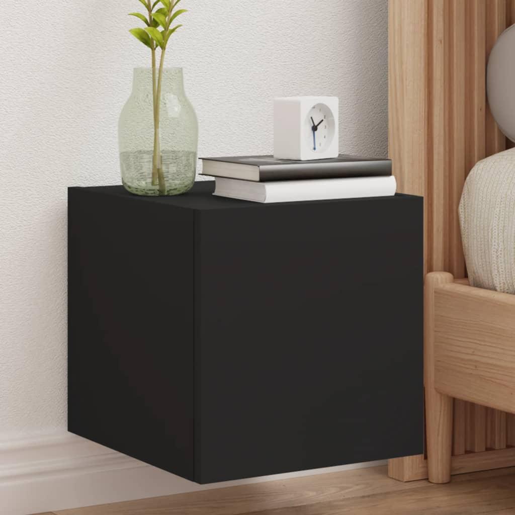Væghængte tv-borde 2 stk. med LED-lys 30,5x35x30 cm sort