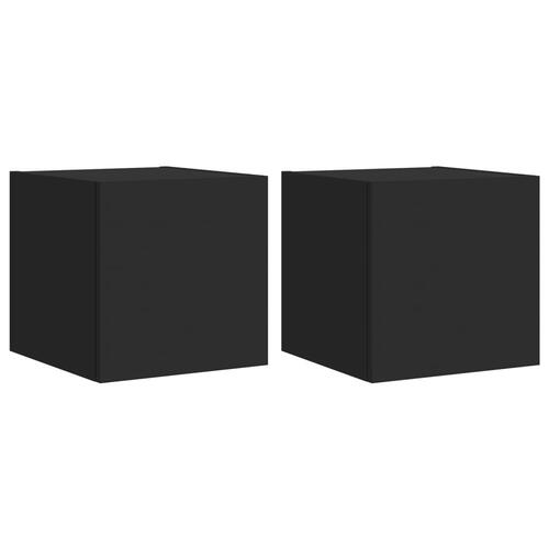 Væghængte tv-borde 2 stk. med LED-lys 30,5x35x30 cm sort