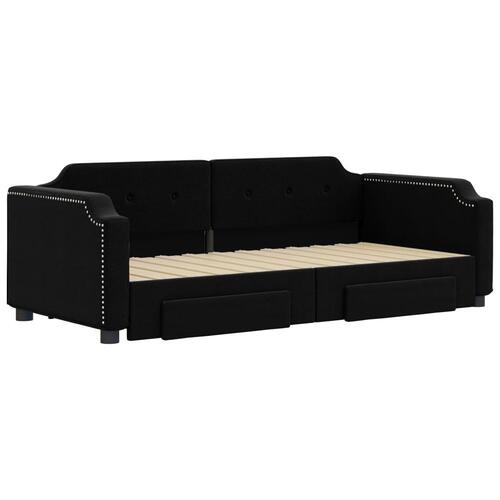 Daybed med udtræk og skuffer 90x190 cm stof sort
