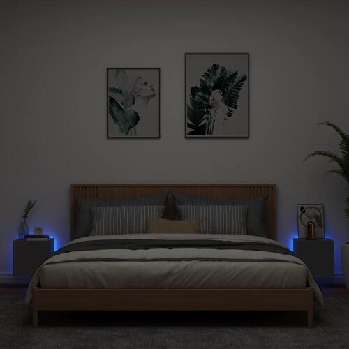 Væghængte tv-borde 2 stk. med LED-lys 30,5x35x30 cm sort