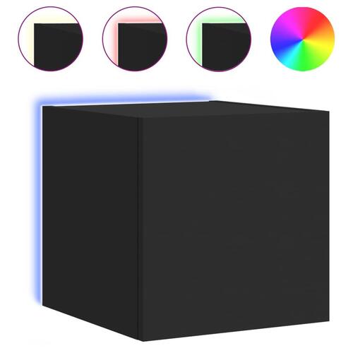 Væghængte tv-borde 2 stk. med LED-lys 30,5x35x30 cm sort