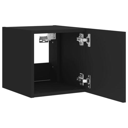 Væghængte tv-borde 2 stk. med LED-lys 30,5x35x30 cm sort