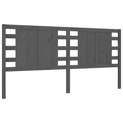 Sengeramme med sengegavl 200x200 cm massivt træ grå