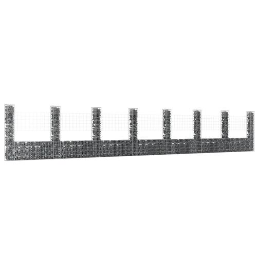 Gabionkurv med 8 stolper 860x20x150 cm U-facon jern