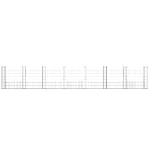 Gabionkurv med 8 stolper 860x20x150 cm U-facon jern