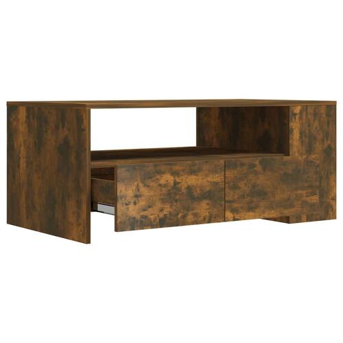 Sofabord 102x55x42 cm konstrueret træ røget egetræsfarve