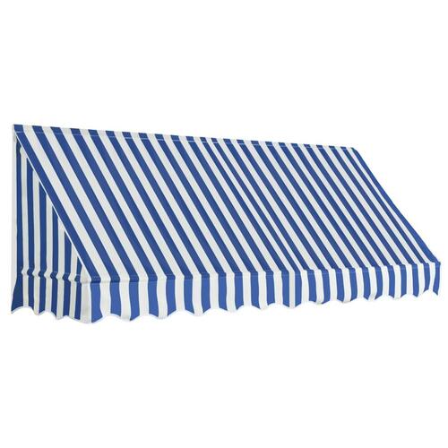 Bistromarkise 250 x 120 cm blå og hvid