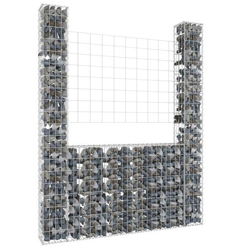Gabionkurv med 2 stolper 140x20x200 cm U-facon jern