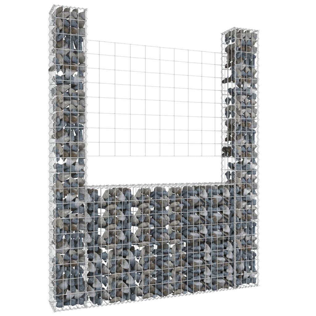 Gabionkurv med 2 stolper 140x20x200 cm U-facon jern