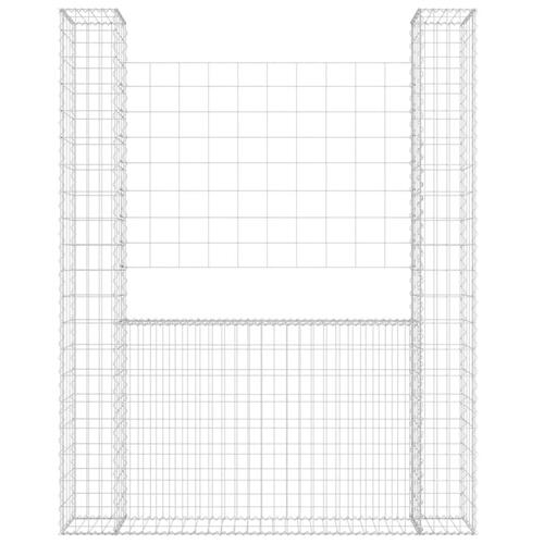 Gabionkurv med 2 stolper 140x20x200 cm U-facon jern