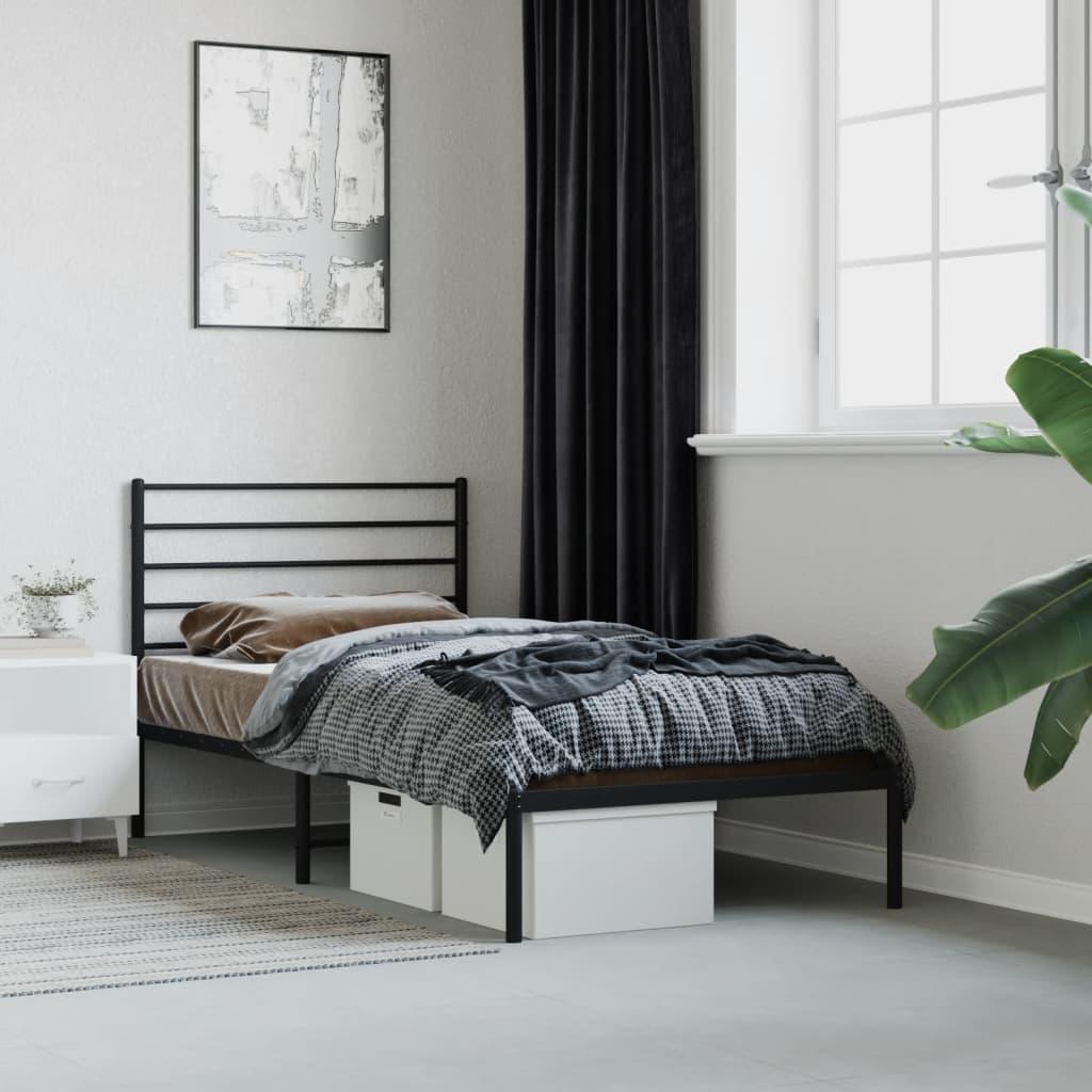 Sengeramme med sengegavl 100x200 cm metal sort