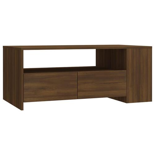 Sofabord 102x55x42 cm konstrueret træ brun egetræsfarve