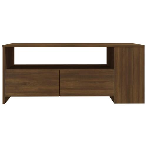 Sofabord 102x55x42 cm konstrueret træ brun egetræsfarve