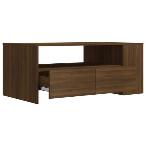 Sofabord 102x55x42 cm konstrueret træ brun egetræsfarve