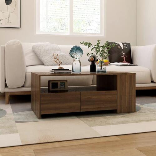 Sofabord 102x55x42 cm konstrueret træ brun egetræsfarve