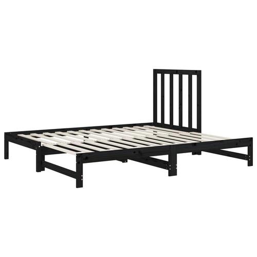 Daybed med udtræk 2x(90x200) cm massivt fyrretræ sort