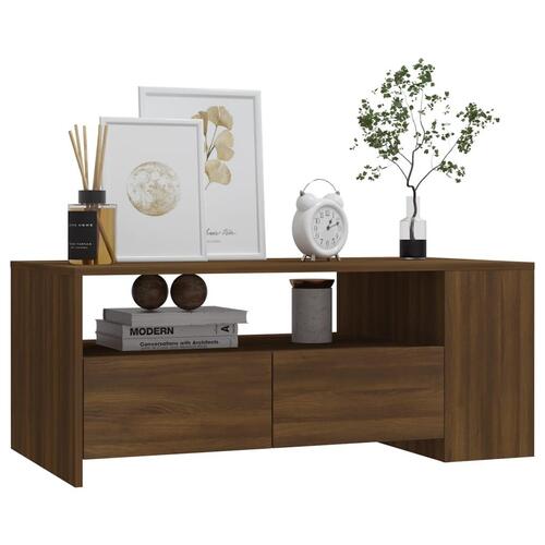Sofabord 102x55x42 cm konstrueret træ brun egetræsfarve