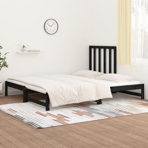 Daybed med udtræk 2x(90x200) cm massivt fyrretræ sort