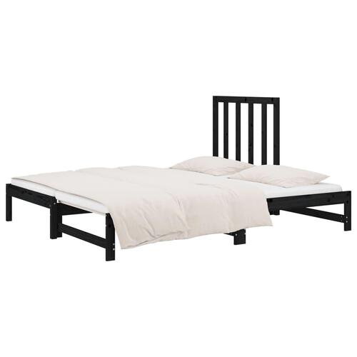 Daybed med udtræk 2x(90x200) cm massivt fyrretræ sort