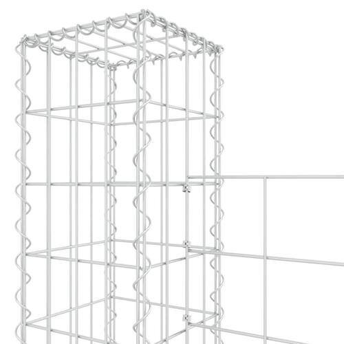 Gabionkurv med 4 stolper 380x20x200 cm U-facon jern