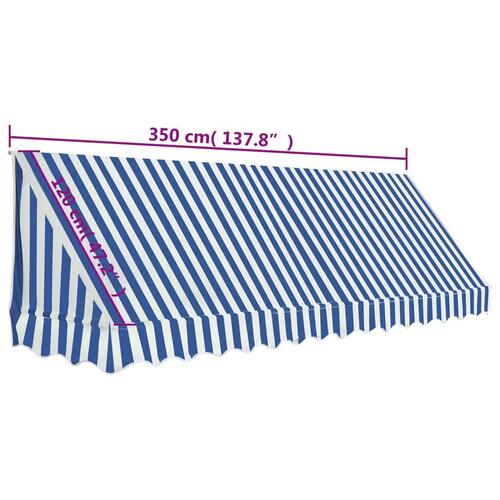 Bistromarkise 350 x 120 cm blå og hvid
