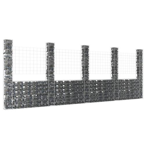 Gabionkurv med 5 stolper 500x20x200 cm U-facon jern