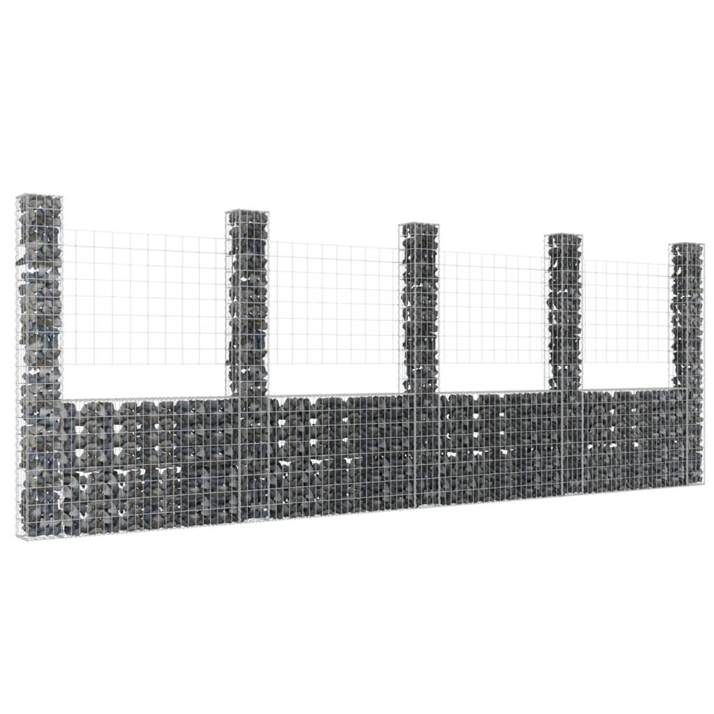 Gabionkurv med 5 stolper 500x20x200 cm U-facon jern