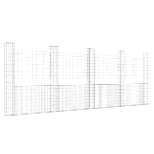 Gabionkurv med 5 stolper 500x20x200 cm U-facon jern