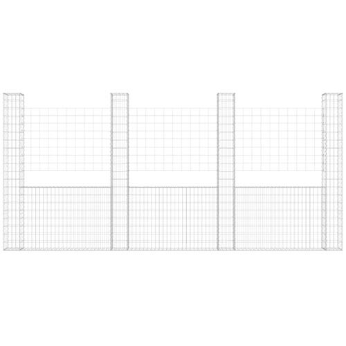 Gabionkurv med 5 stolper 500x20x200 cm U-facon jern