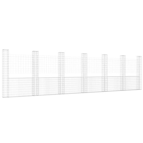 Gabionkurv med 7 stolper 740x20x200 cm U-facon jern