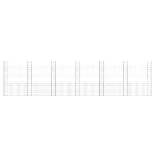 Gabionkurv med 7 stolper 740x20x200 cm U-facon jern