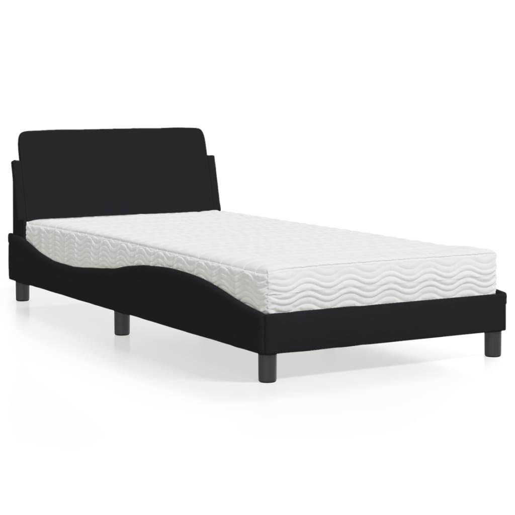 Seng med madras 100x200 cm stof sort