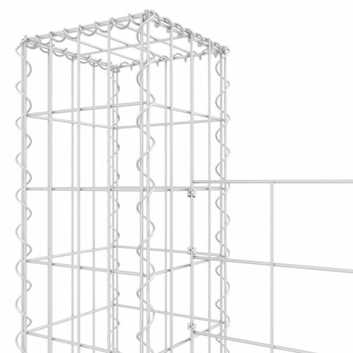Gabionkurv med 7 stolper 740x20x200 cm U-facon jern