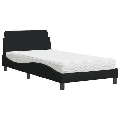 Seng med madras 100x200 cm stof sort