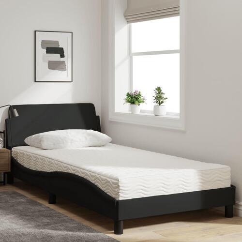 Seng med madras 100x200 cm stof sort