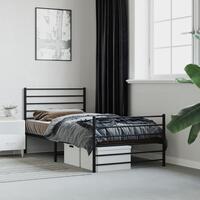 Sengeramme med sengegavl og fodgærde 100x190 cm metal sort