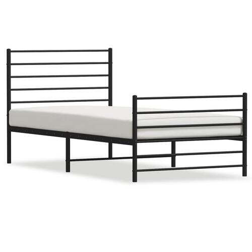 Sengeramme med sengegavl og fodgærde 100x190 cm metal sort