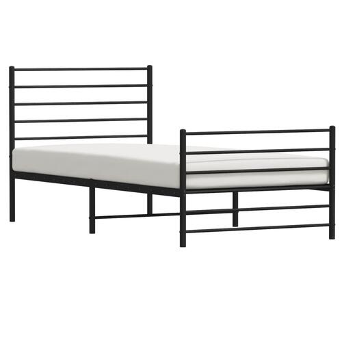 Sengeramme med sengegavl og fodgærde 100x190 cm metal sort