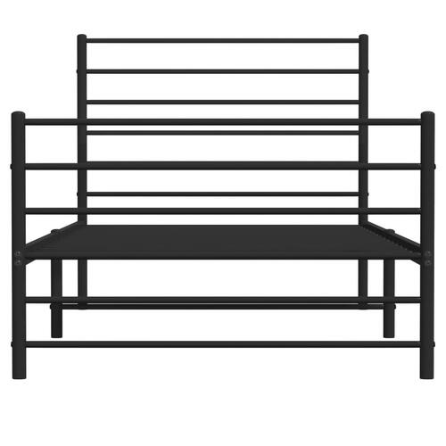 Sengeramme med sengegavl og fodgærde 100x190 cm metal sort