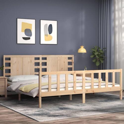 Sengeramme uden madras 200x200 cm massivt fyrretræ