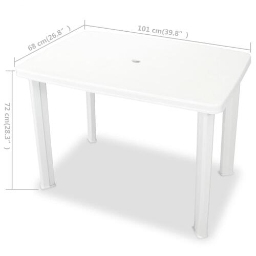 Havebord 101 x 68 x 72 cm plastik hvid