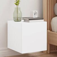 Væghængte tv-borde 2 stk. med LED-lys 30,5x35x30 cm hvid
