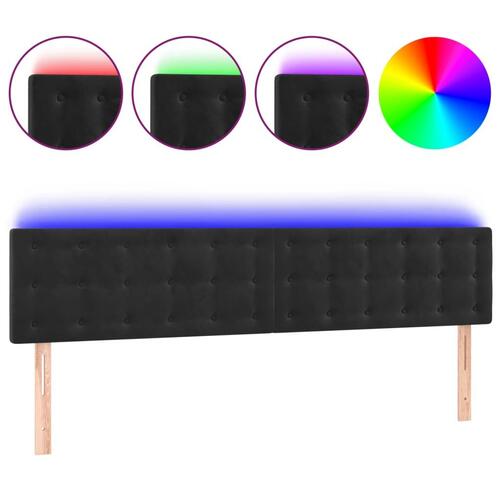 Sengegavl med LED-lys 180x5x78/88 cm velour sort