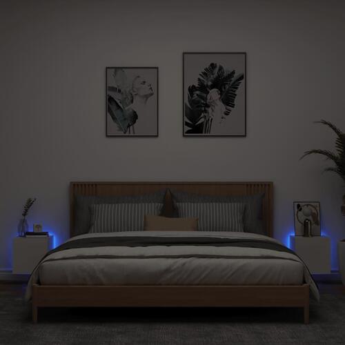Væghængte tv-borde 2 stk. med LED-lys 30,5x35x30 cm hvid